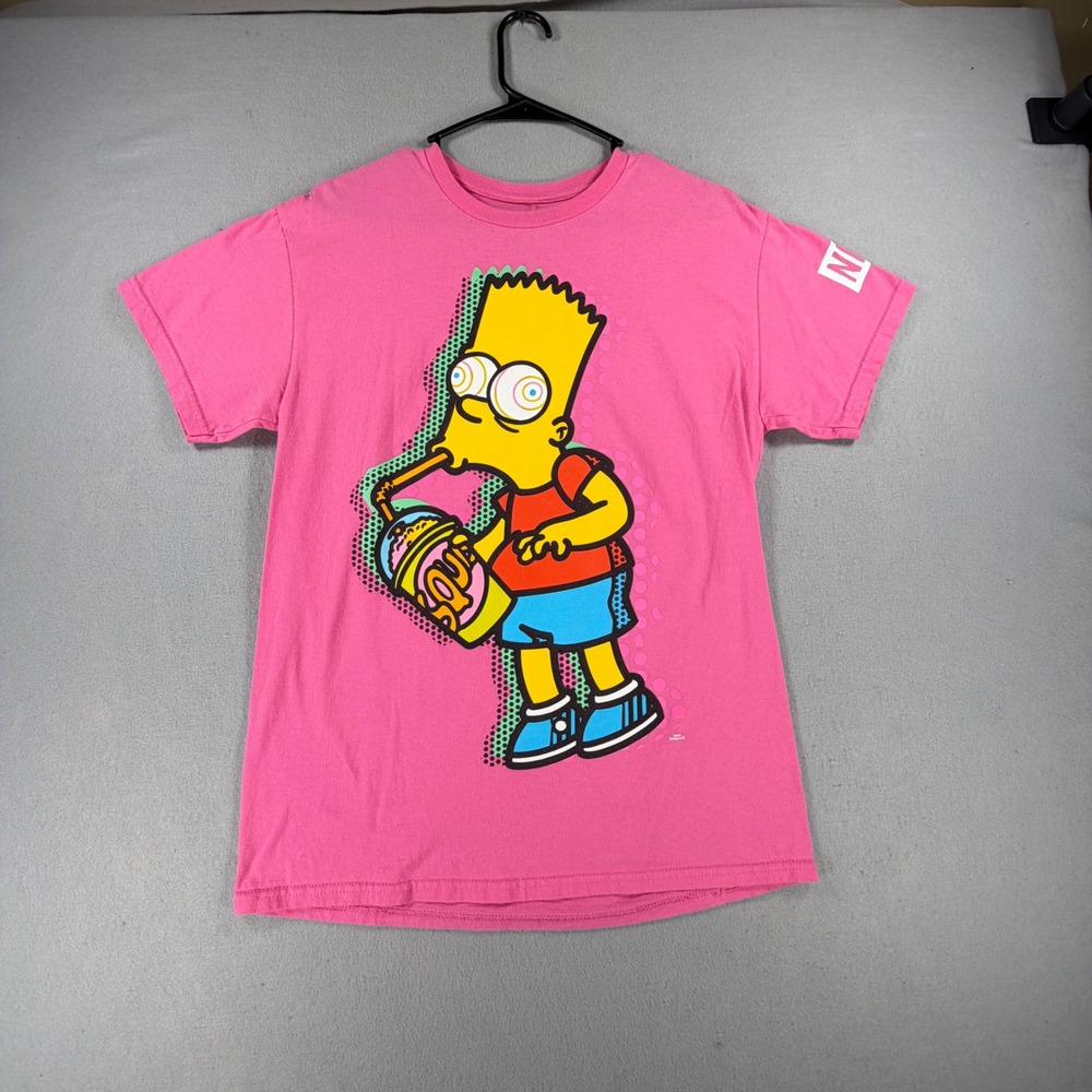 The Simpsons Neff Bart Simpson Graphic T-Shirt Pink Pop Art Streetwear Mens M